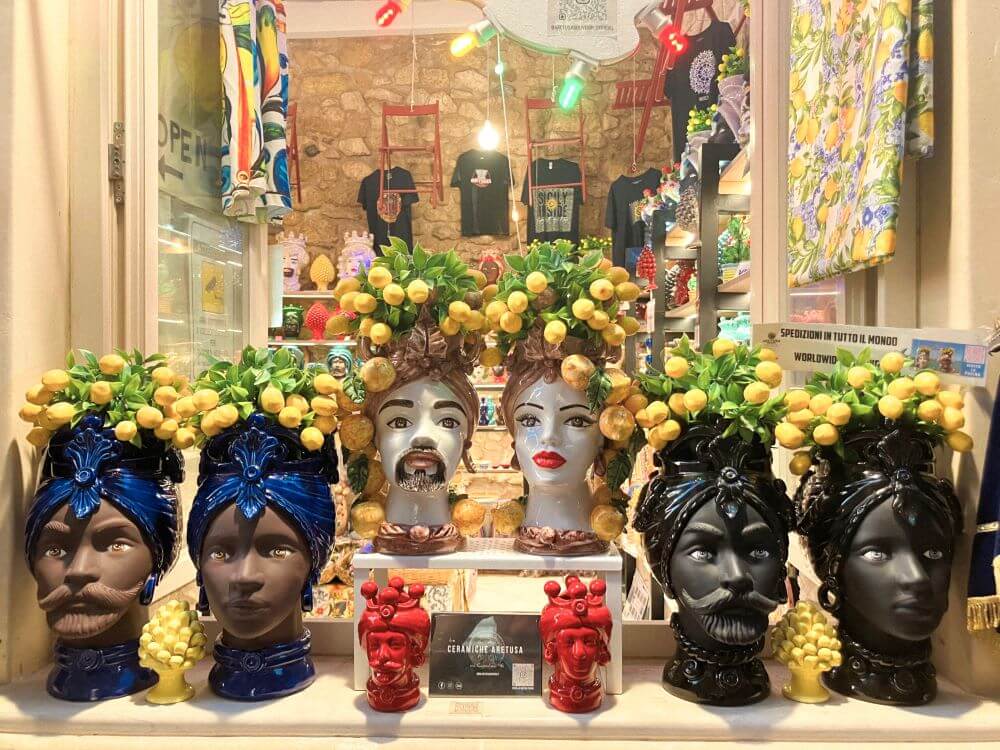Travelers can find these popular Sicilian head vases in Sicily.